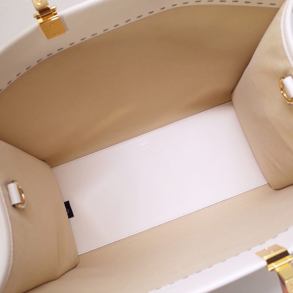 Fendi Sunshine Leather Shopper Tote Bag White - Image 4