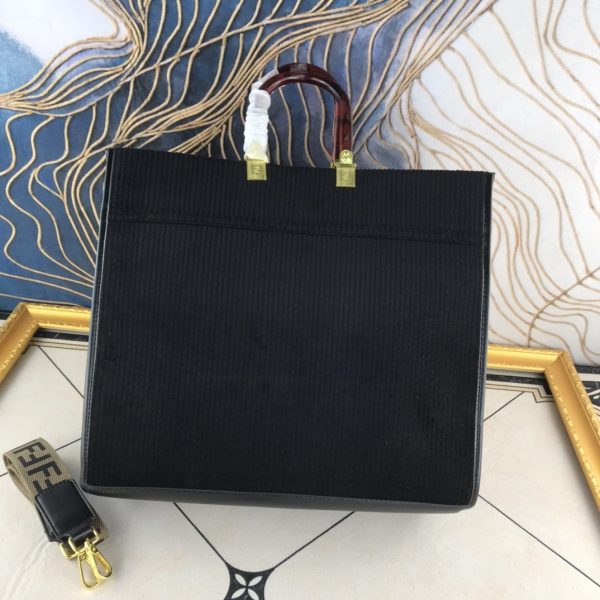 Fendi Velvet Shopper Tote Bag Black - Image 2