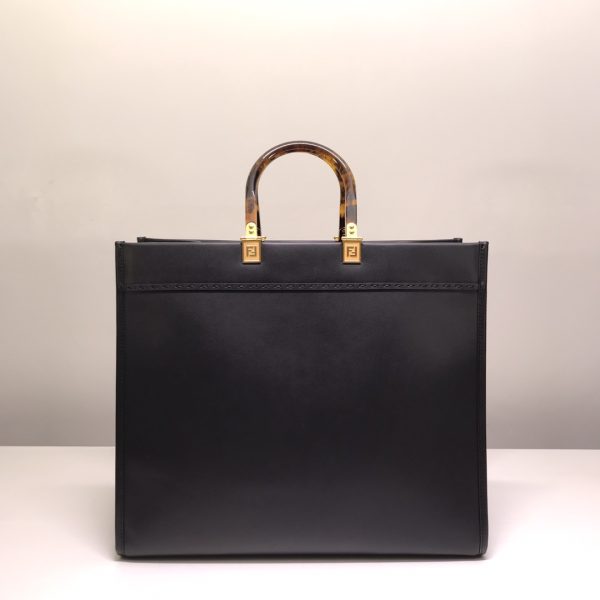Fendi Sunshine Leather Shopper Tote Bag Black - Image 3