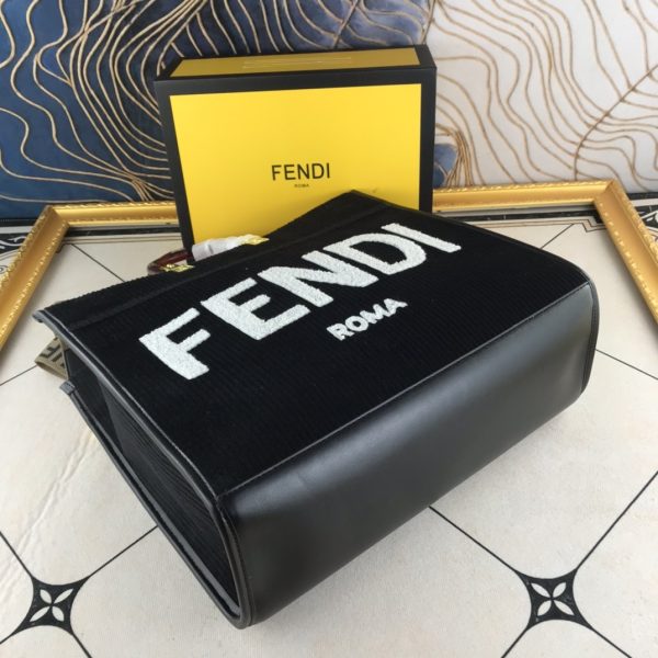 Fendi Velvet Shopper Tote Bag Black - Image 3
