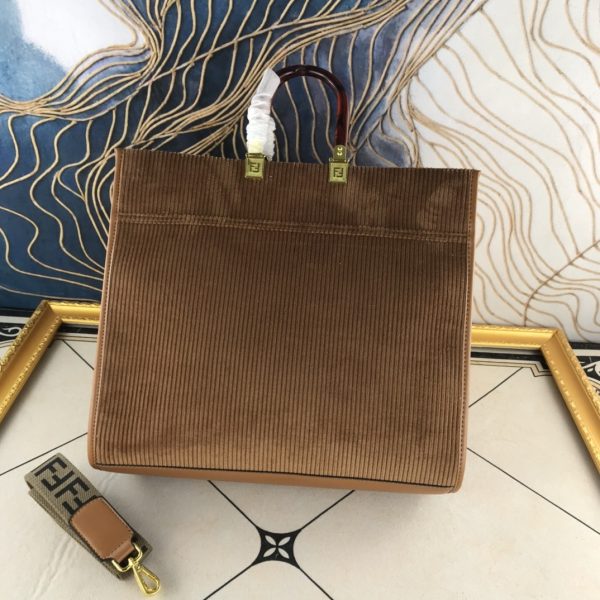 Fendi Velvet Shopper Tote Bag Brown - Image 2