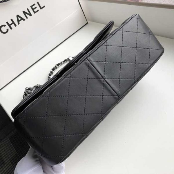 Chanel Classic Double Flap 30 Shoulder Bag Black Silver Hardware - Image 4
