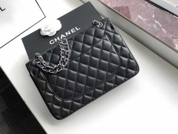 Chanel Classic Double Flap 30 Shoulder Bag Black Silver Hardware - Image 3