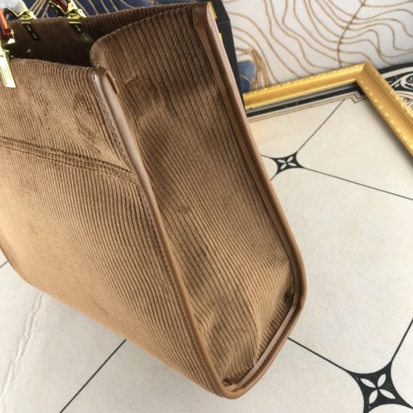 Fendi Velvet Shopper Tote Bag Brown - Image 3