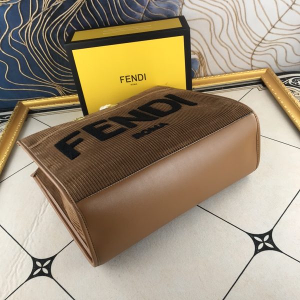 Fendi Velvet Shopper Tote Bag Brown - Image 4